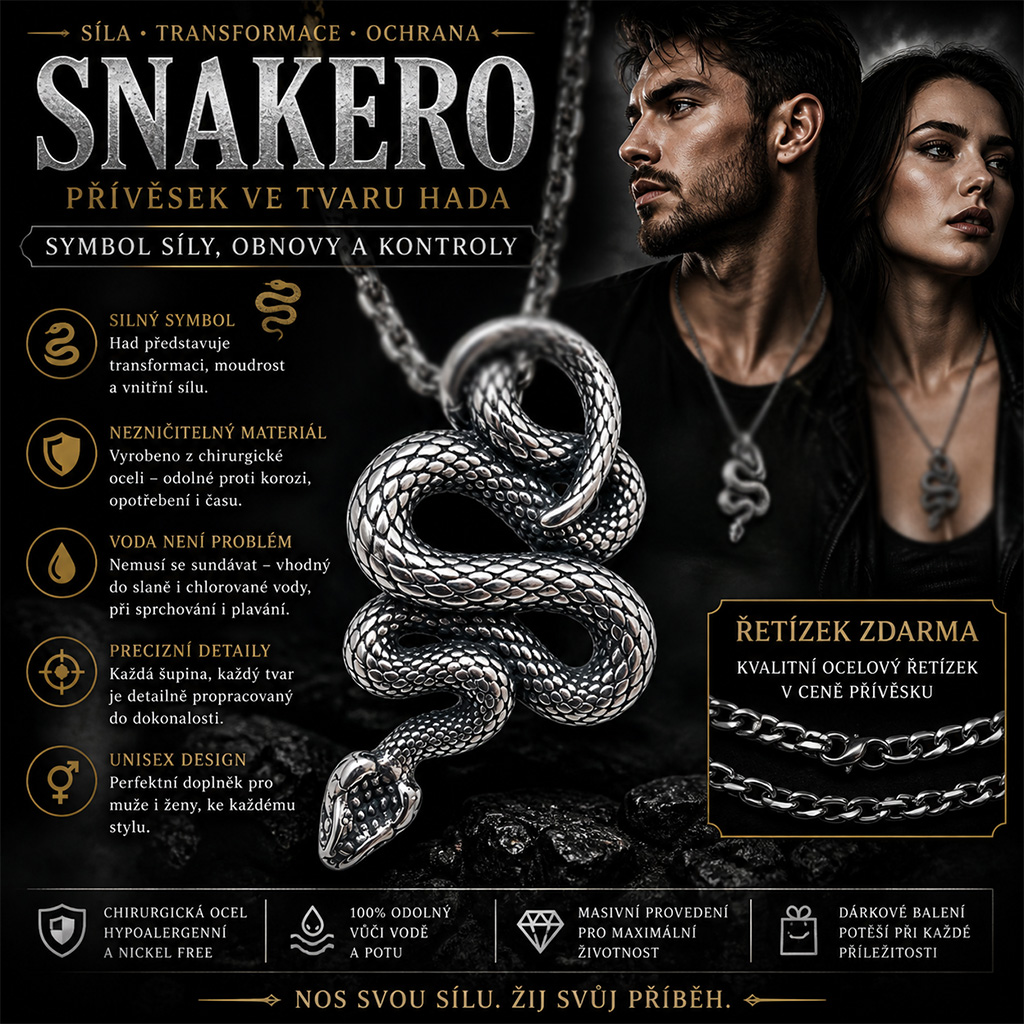 Unisex ocelový přívěsek Snakero (4)